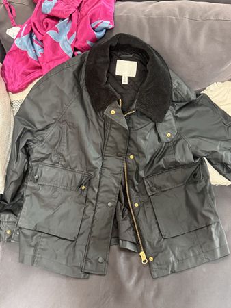 Übergangsjacke H&M schwarz mit Cordkragen Grösse S