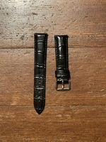 Uhrarmband 20mm Leder Krokoprägung Schwarz