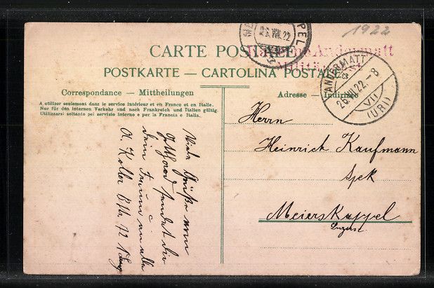 Cartoline postali: AK Andermatt, Kaserne, 1922 – Usato da Berlin venduto da bartko-reher 1