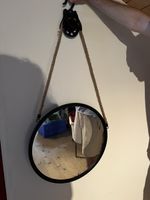 Runder Wandspiegel mit Seilaufhängung, neuwertig! 52cm