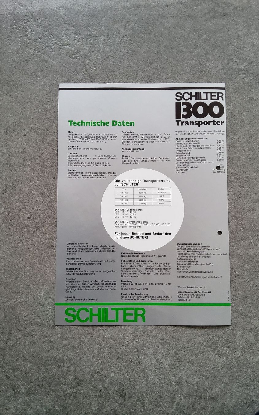 Schilter Documents: Schilter 1300 Transporter – D'occasion à Holziken par douglas70 2