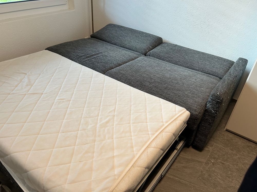 Schlafsofa Bettsofa mit Bettkasten, grau meliert 2
