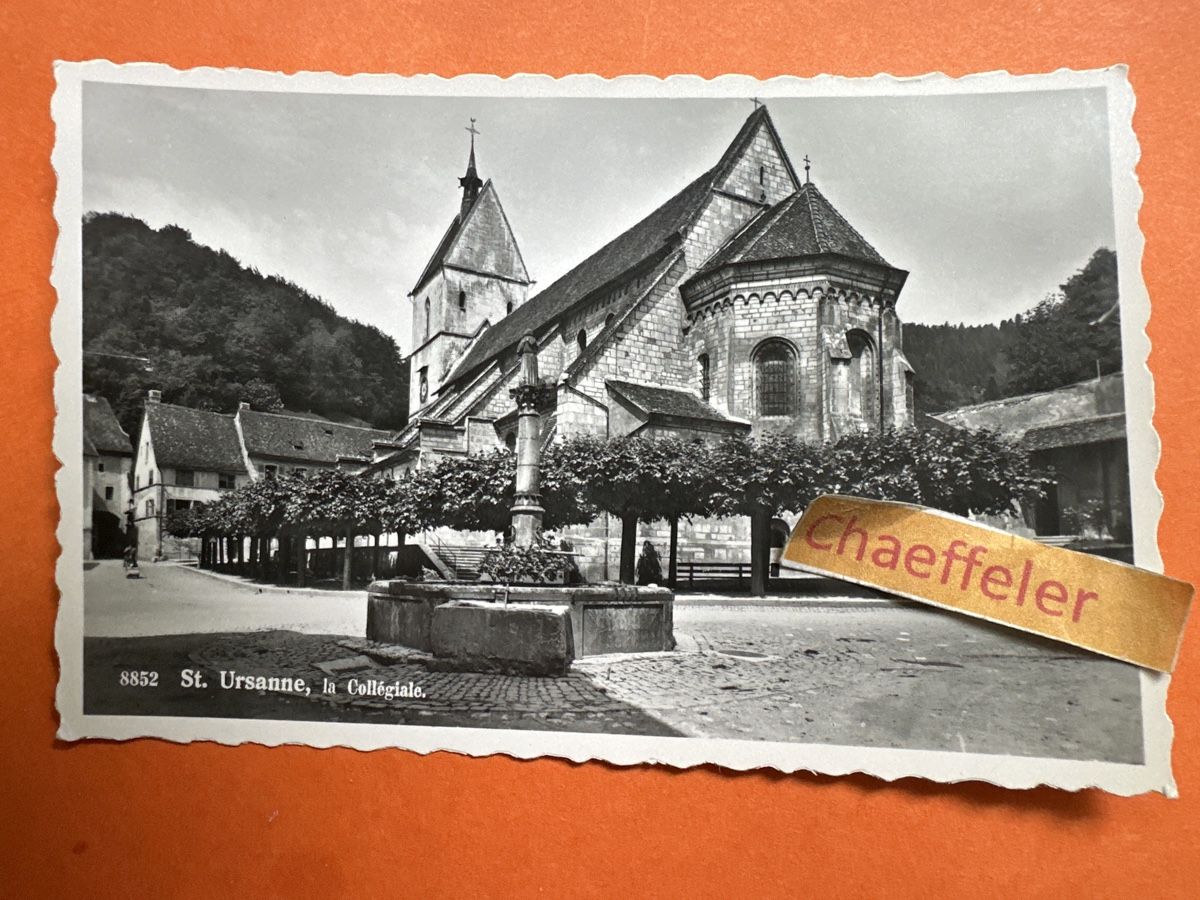 Cartoline postali: 8852 St. Ursanne, La colléhiale. – Usato da Zürich venduto da Chaeffeler
