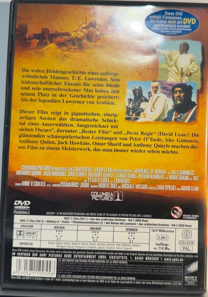 Tutti i DVDs: 2 DVDs LAWRENCE VON ARABIEN - 7 OSCARS – Usato da Wisen venduto da gigisna 3