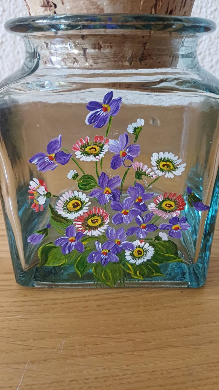 Alle Dekorationen: Glasdose mit Blumenmuster, Handbemalt, Vintage Look – Gebraucht aus Oberneunforn von Bumbam 2