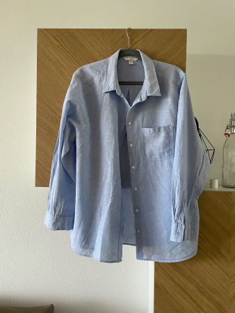 Hemd hellblau Leinen/Baumwolle