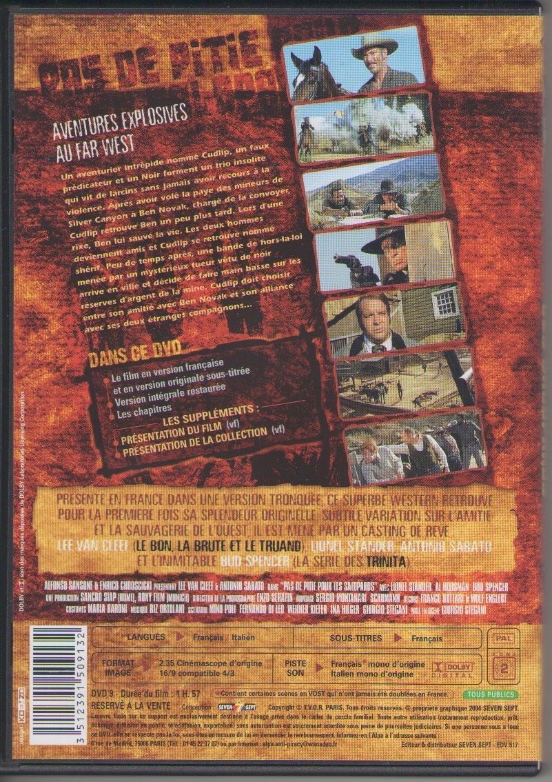 Tutti i DVDs: PAS DE PITIE POUR LES SALOPARDS - LEE VAN CLEEF – Usato da Lausanne venduto da sbar224 1
