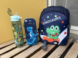 Pack Sac à Dos Enfant Dinosaure+ Gourde + Trousse + Montre