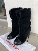 See By Chloé Stiefel Grösse 40 Schwarz Leder Lammfell Winter