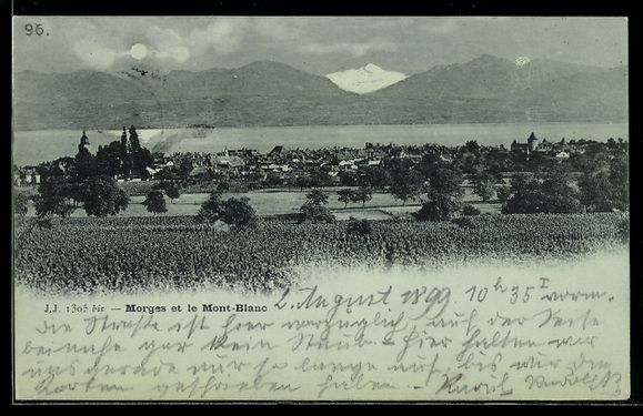 Cartoline postali: Mondschein-AK Morges, Morges et le Mont- – Usato da Berlin venduto da bartko-reher