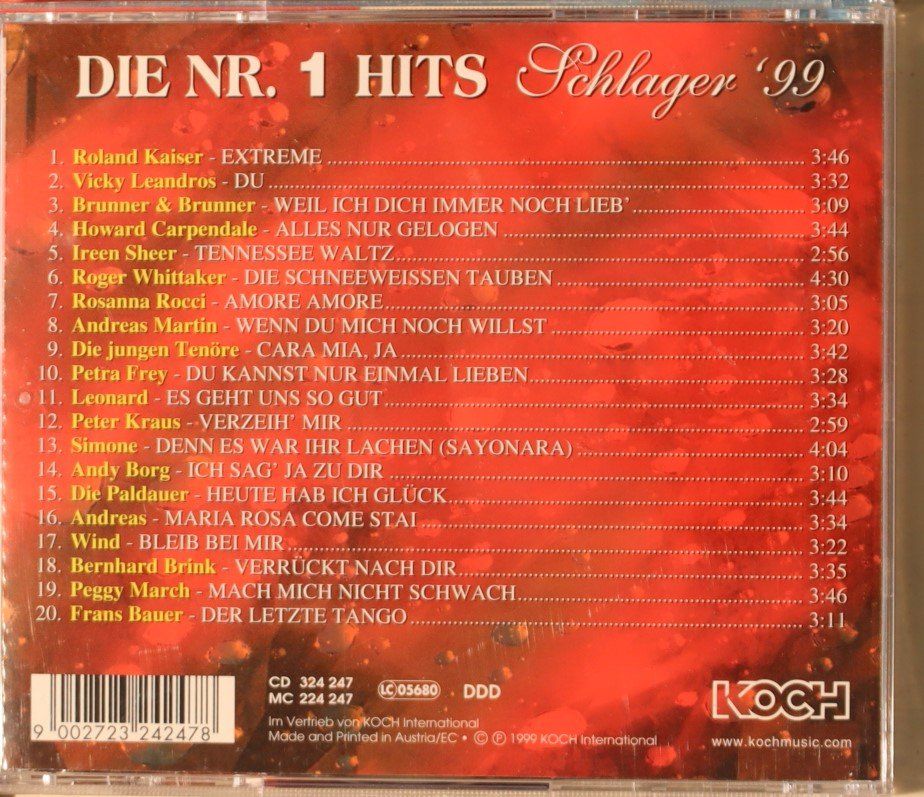 CD: Die Nr. 1 Hits Schlager `99 – Usato da Luzern venduto da CONTENTI 2