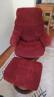 Relax Sessel mit Hocker rot Stoff gebraucht guter Zustand