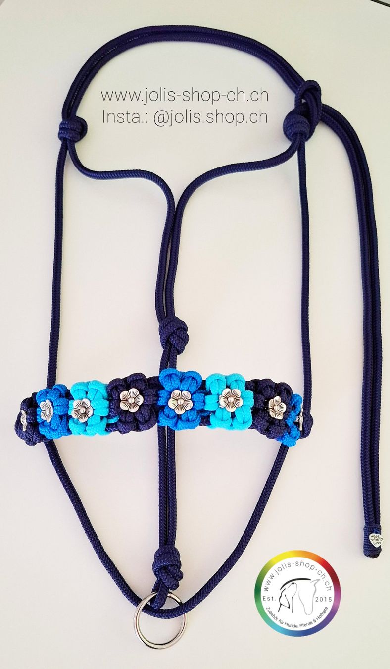 Briglie & Cavezze: Knotenhalfter mit Ring "Flowerpower" von Jolis-Shop – Nuovo e nell'imballaggio originale da Ueken venduto da jolis-shop