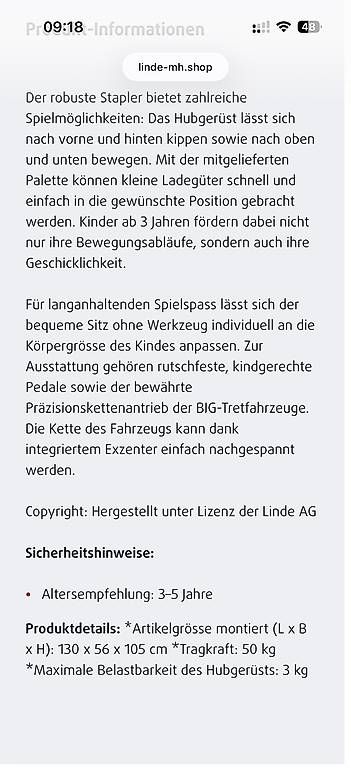 Veicoli per bambini: Kinderfahrzeug Linde Gabelstabler – Usato da Alberswil venduto da 400589611 3