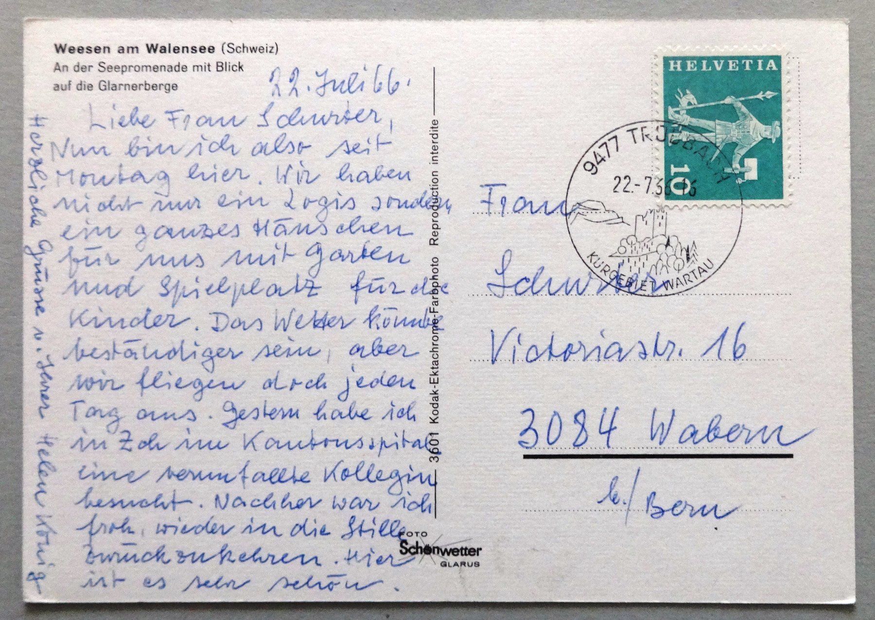 Cartoline postali: Weesen am Walensee,  An der Seepromenade – Usato da Fétigny venduto da Billy2miny 1