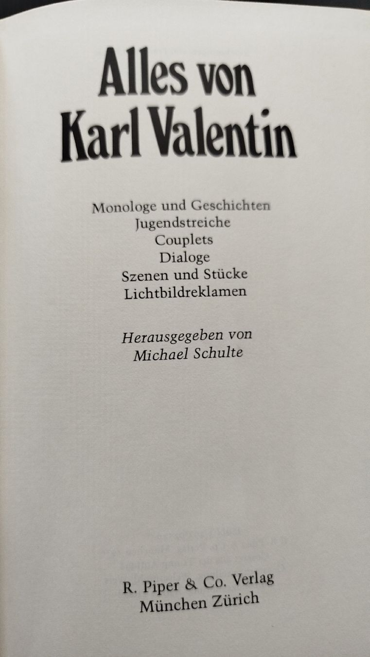 Bücher: Karl Valentin, Piper Verlag 1979? – Gebraucht aus Glashütten von lightmoon 1