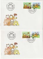2014,Garfield, Bogen- und Heftmarken je auf FDC ohne Adresse