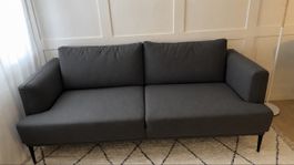 Modern 2-Seater Sofa in Dark Grey Fabric Upholstery