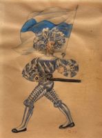 Fritz Boscovits, kolorierte Zeichnung, Fähnrich, Kt. Zug