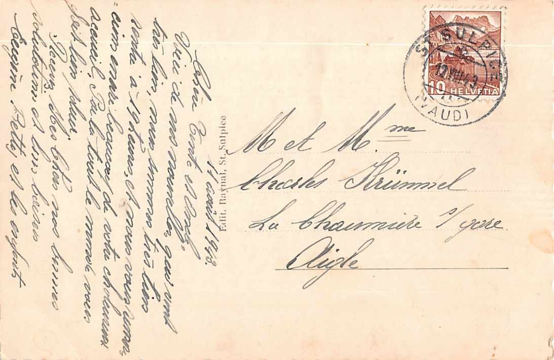 Cartoline postali: Souvenir de ST. SULPICELES PIERETTES 1949 – Usato da Winterthur venduto da SchatzchischtliWinti 1