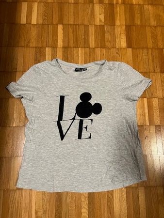 Graues Disney T-Shirt mit Mickey Mouse Print, Gr. 36/38