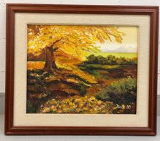 Gerahmtes Landschaftsgemälde Herbstbaum