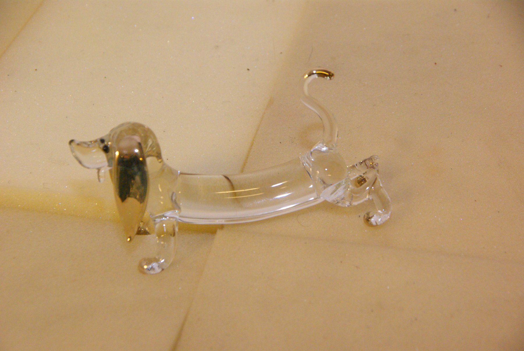 Statuette: Glas Dackel - Länge: ca. 14cm – Usato da Herisau venduto da Cevianer1844