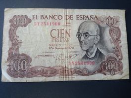 Spanien 100 Peseten Banknote von 1970 - Sammlerstück!