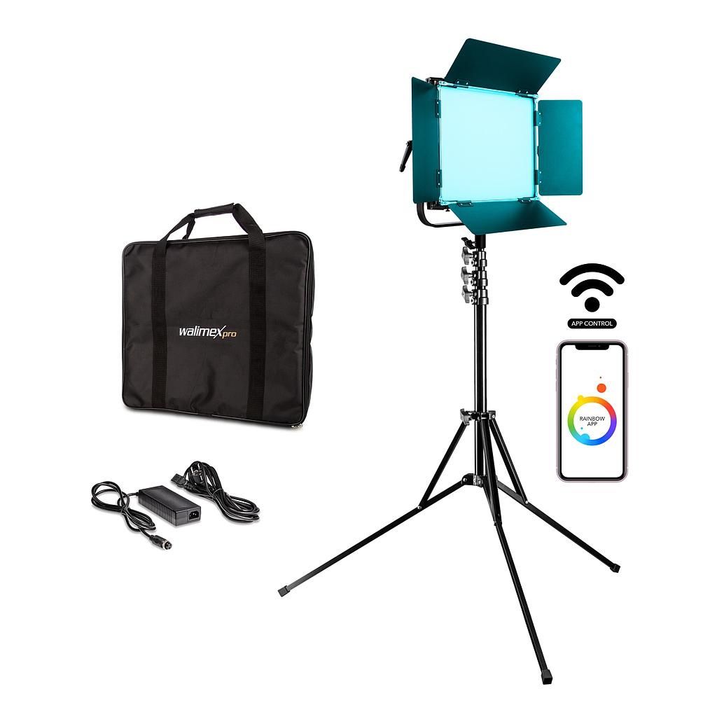 Lampade: Walimex pro LED Rainbow 100W Flächenleuchte mit Lampenstativ – Nuovo e nell'imballaggio originale da Neuhausen venduto da inf_nxp8
