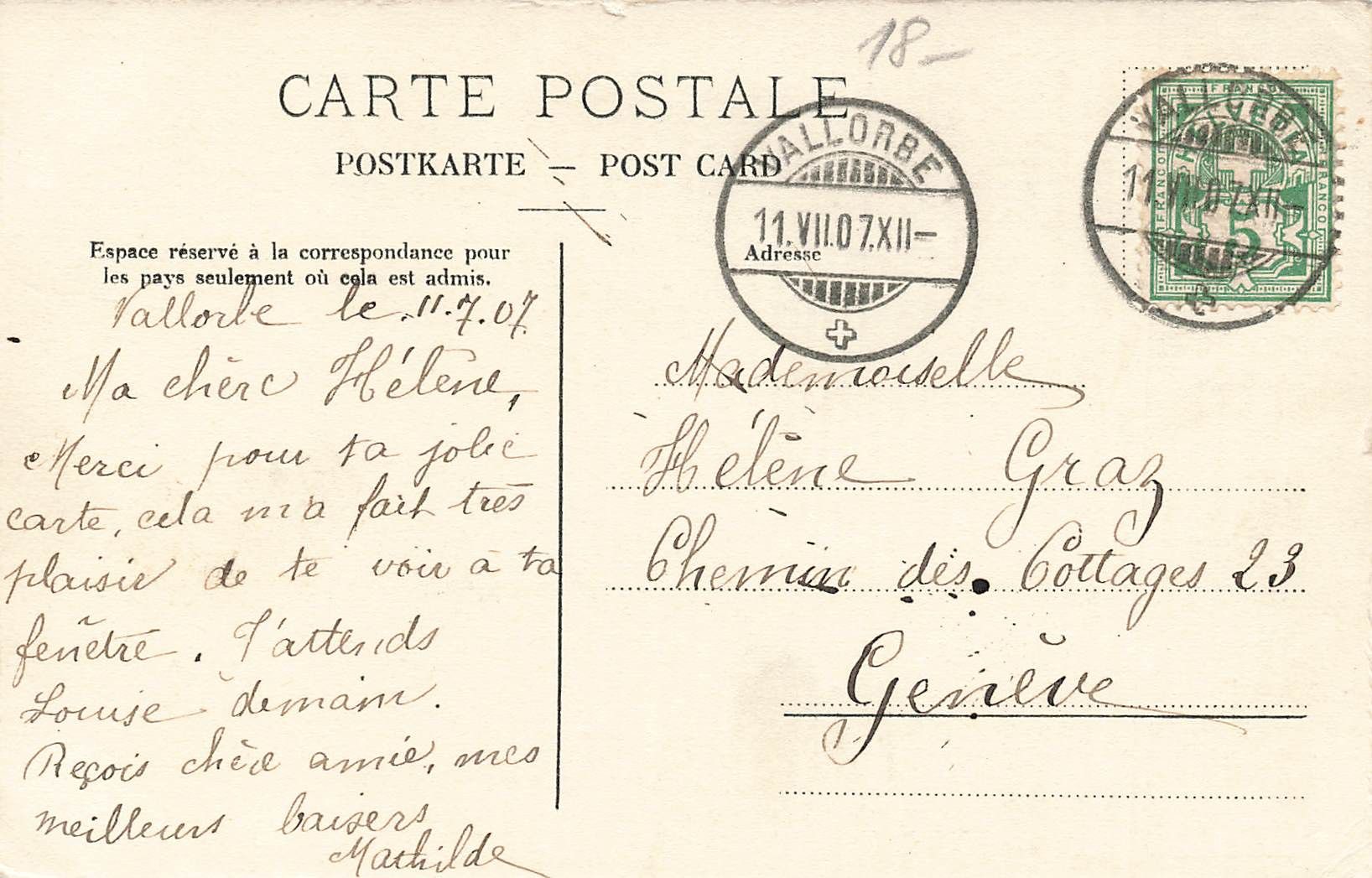 Cartoline postali: Chalet de la source pres vallorbe – Usato da Biasca venduto da Blenio71 1
