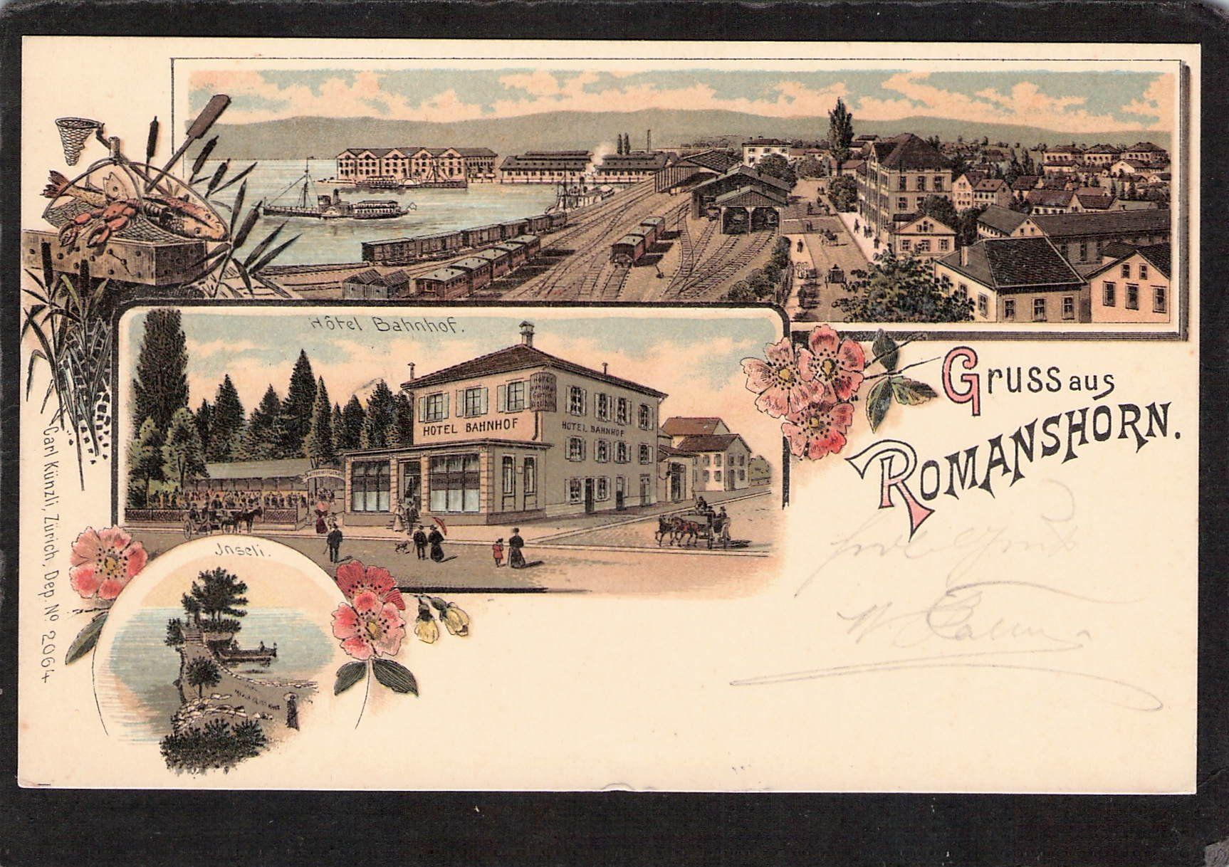 Cartoline postali: Lithographie:Gruss aus Romanshorn TG – Usato da Reichenburg venduto da Pipo-67