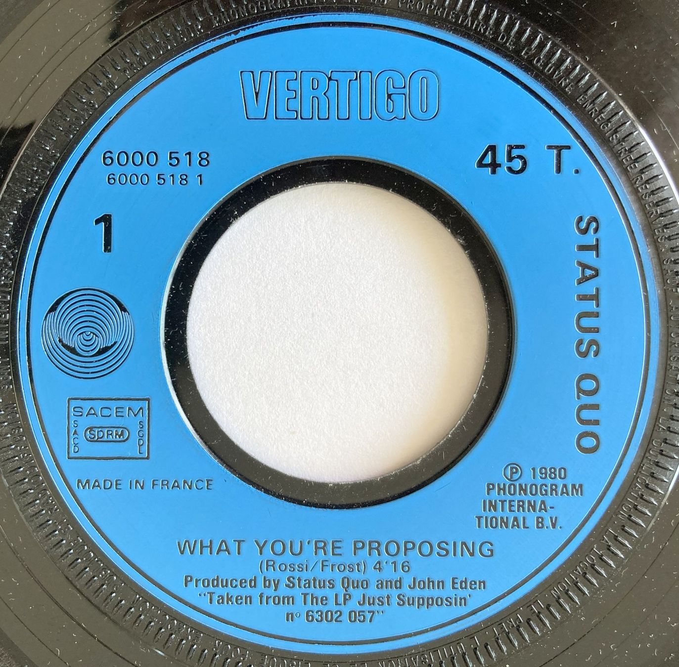 Vinyles: STATUS QUO - "WHAT YOU'RE PROPOSING" – D'occasion à Bottens par hotter-than-hell 2