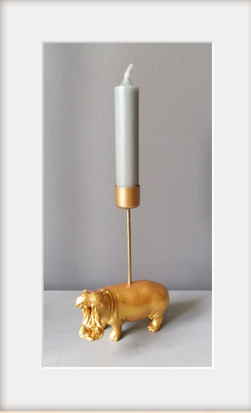 Portacandele: Kerzenständer mit goldenem Hippo – Nuovo (secondo la descrizione) da Wallisellen venduto da Muggeli1970