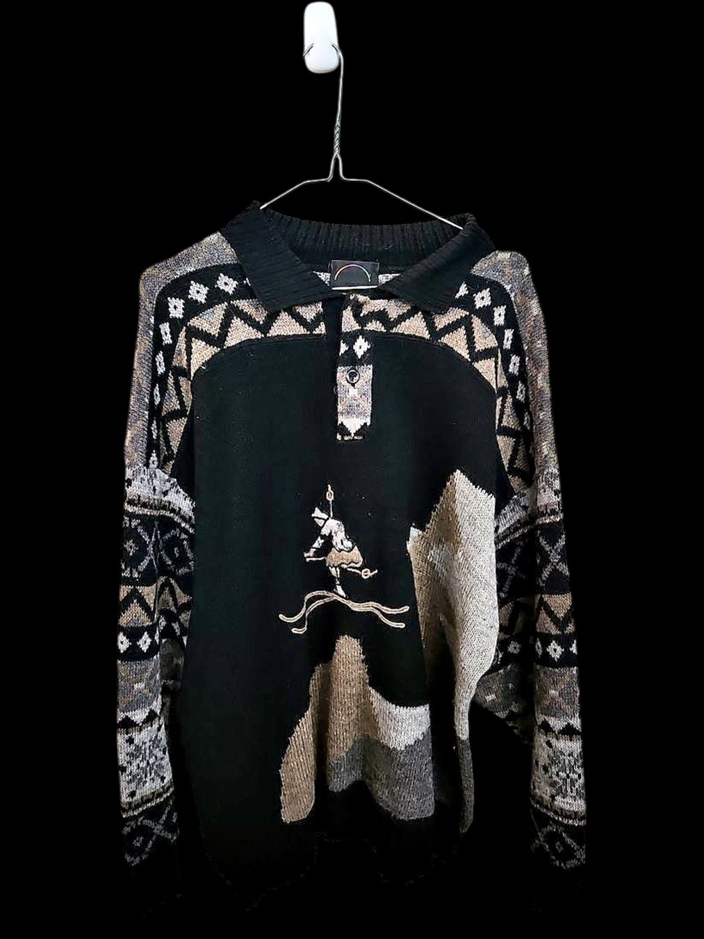 Bogner Maglioni & Felpe: Bogner Wollpullover mit Aztekenmuster - Schwarz & Grau – Usato da Zug venduto da vinokilo 1