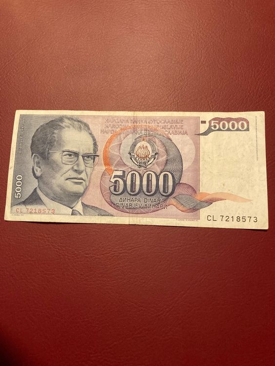 Jugoslawien 5000 Dinara Banknote Von 1985 – Sammlerbanknote Mit Tito Und Stadt Jajce