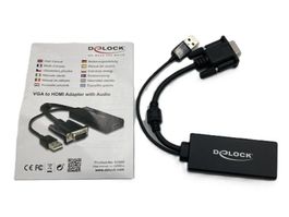 DELOCK | VGA to HDMI Adapter mit Audio | Schwarz