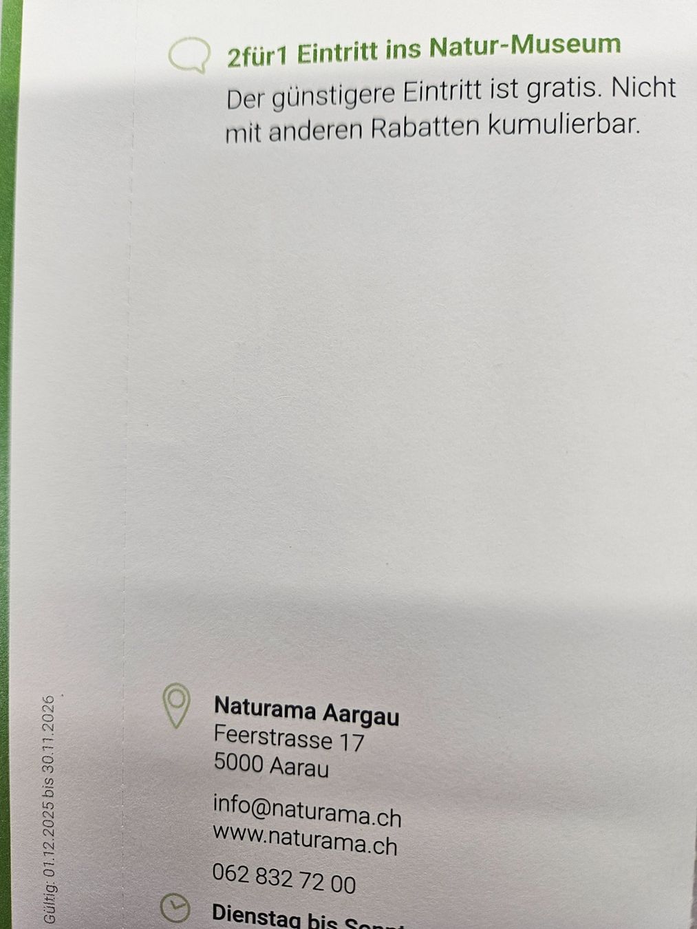 Buoni: Eintritt Naturama Aargau – Nuovo e nell'imballaggio originale da Uezwil venduto da Jasmin_ 1