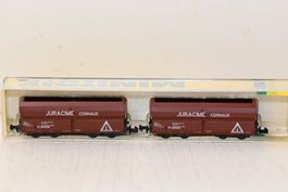 2x Waggons Juracime Cornaux Minitrix Spur N mit OVP