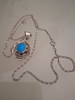 Antike Kette mit.blauem.Stein Silber 925