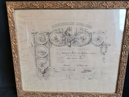 Antike Kavallerie Urkunde Schweiz gerahmt 1906 historisch
