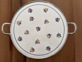 Vintage Serviertablett mit Blumenmuster