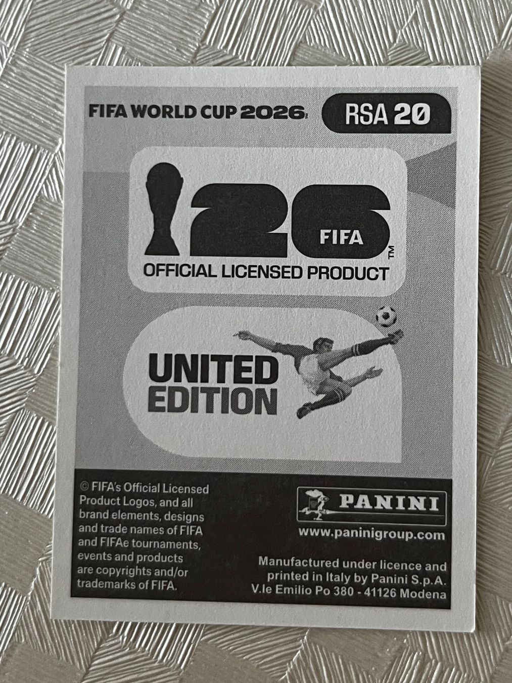Panini Carte collezionabili: Panini Fifa Word Cup 2026 RSA 20 – Usato da Winterthur venduto da Numero1 1