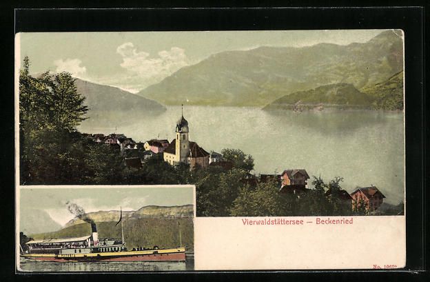 Cartoline postali: Beckenried, Blick auf den Vierwaldstätt – Usato da Berlin venduto da bartko-reher