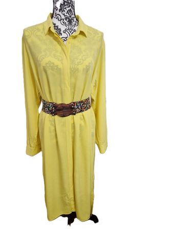 Sommerkleid - Zitronengelbes Hemdblusenkleid Gr. 46