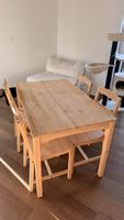 Dining Table with Four Matching Chairs, Light Wood