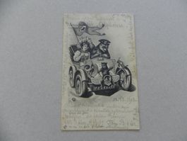 Karte Humor lustig Bär Bären Bern  Auto Oltimer Tracht 1903