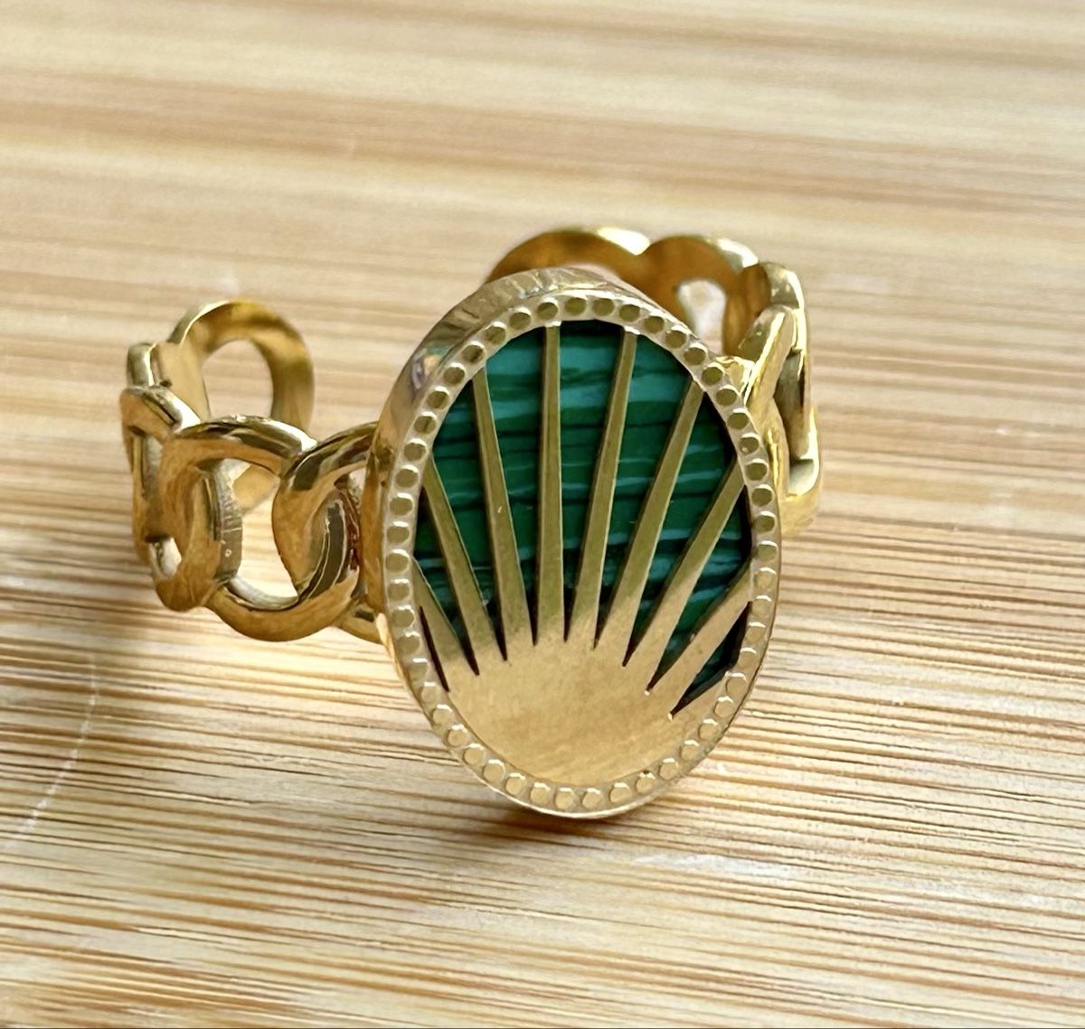 Anelli: Bague dorée Malachite – Nuovo e nell'imballaggio originale da ANIèRES venduto da feuillette