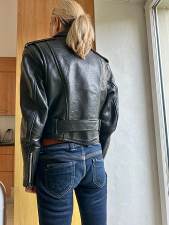 Schwarze Vanson Lederjacke, Grösse 10, Top Zustand!