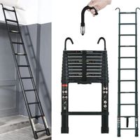 Teleskopleiter 3,2m mit Haken Aluminium Ausziehleiter 150kg