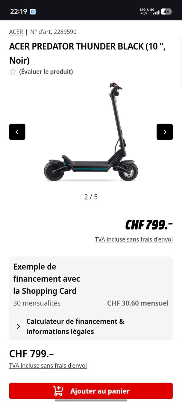 Hoverboard: Acer Thunder Predator – Nuovo (secondo la descrizione) da St-Martin FR venduto da MaxHsr 7